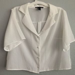 Button-down Crop Top, Sheer White Color